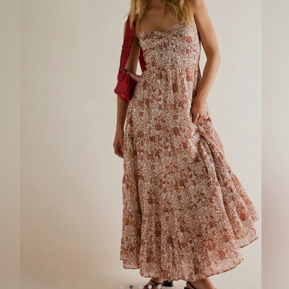 Free People Sundrenched Printed Ivory Combo Maxi Floral Dress - Picture 1 of 7